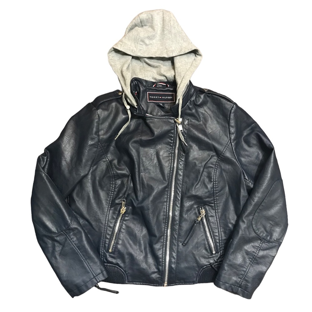 Tommy Hilfiger XXL Dark Blue Faux Leather Moto Jacket